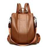 Kangaroo Women's Large Capacity Travel Backpack Soft Leather Anti-Theft Fashion Simple Multifunctional Ladies Bag Casual Travel 8
