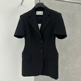 Korean Style Blazer – Chic A-Line Short Sleeve Jacket 2