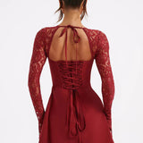 LIZA LACE MINI DRESS - RED 1