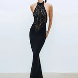 Lace Patchwork Dresses For Women Fashion Sexy Streetwear Solid Sleeveless Tank Sheath Hip Wrap Long Vestidos Robe Female Elegant 2