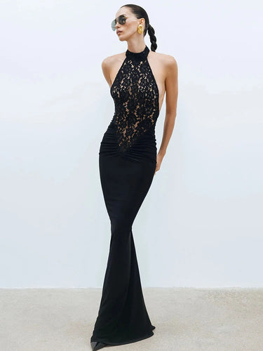 Lace Patchwork Dresses For Women Fashion Sexy Streetwear Solid Sleeveless Tank Sheath Hip Wrap Long Vestidos Robe Female Elegant 2