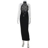 Lace Patchwork Dresses For Women Fashion Sexy Streetwear Solid Sleeveless Tank Sheath Hip Wrap Long Vestidos Robe Female Elegant 4