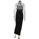 Lace Patchwork Dresses For Women Fashion Sexy Streetwear Solid Sleeveless Tank Sheath Hip Wrap Long Vestidos Robe Female Elegant 5