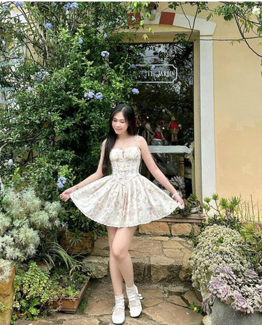 Lace Stitching Print Waist Tie Dress 2025 Fashion Summer Sleeveless Suspender Dresses Women Casual Seaside Holiday Mini Dress 3