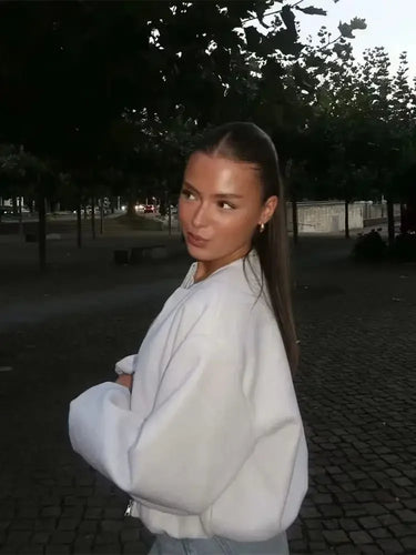 Ladies Fashion Autumn Winter Jacket Women Retro Round Neck Long Sleeve Elastic Hem Zipper Soft Bomber Jacket Women Coat Female 2