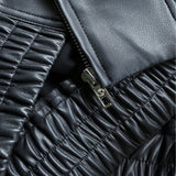 Ladies' autumn and winter casual black zipper loose PU jacket jacket 4