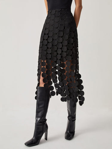 Laser Cut Multi Circle Double Layered Skirt 0