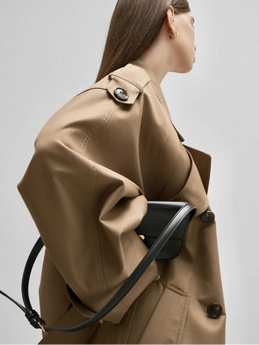 Lautaro Spring Autumn Oversized Khaki Long Grey Trench Coat for Women Double Breasted Loose Casual Korean Fashion Overcoat 2024 4