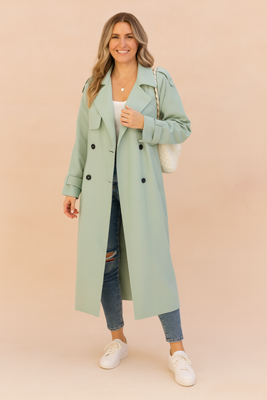 Lena Black Trench Coat Women – Chic Double-Breasted Design for Everyday Elegance 2
