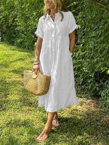 Lily | Women’s Striped Button Front Midi Dress 1