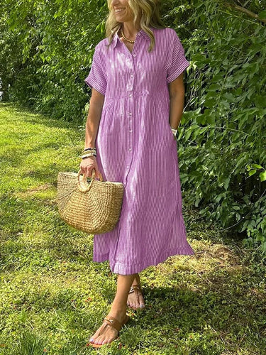 Lily | Women’s Striped Button Front Midi Dress 5