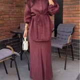 Lisa™ | Long-sleeved Tie-Drawstring Shirt and Skirt Set 1