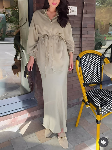 Lisa™ | Long-sleeved Tie-Drawstring Shirt and Skirt Set 3