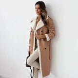 Long Coat Women with Fleece Lining and Teddy Collar – Elegant Long Winter Coat for Chilly Days, Black 2