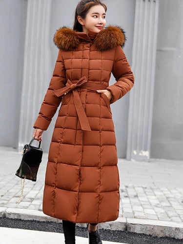 Long winter coat for women with hood and insulation 0