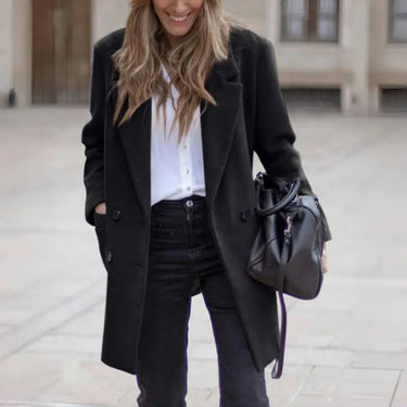 Luxe Wool Blend Coat – Double Breasted Warm Winter Outerwear 4