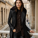 Luxurious Leather Trench Coat in Florence Style 1