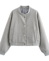 MUJER 2025 Women Jacket Cropped Bomber Jackets For Women Beige Black Tweed Jacket Woman Fashion Long Sleeve New In Short Coats 10