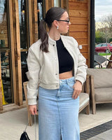 MUJER 2025 Women Jacket Cropped Bomber Jackets For Women Beige Black Tweed Jacket Woman Fashion Long Sleeve New In Short Coats 4