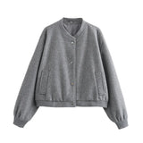 MUJER 2025 Women Jacket Cropped Bomber Jackets For Women Beige Black Tweed Jacket Woman Fashion Long Sleeve New In Short Coats 6