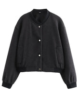 MUJER 2025 Women Jacket Cropped Bomber Jackets For Women Beige Black Tweed Jacket Woman Fashion Long Sleeve New In Short Coats 8
