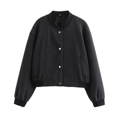 MUJER 2025 Women Jacket Cropped Bomber Jackets For Women Beige Black Tweed Jacket Woman Fashion Long Sleeve New In Short Coats 8