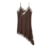 MUJER Lace Slip Mini Dress Women Satin Backless Summer Dress Woman Asymmetric Party Women's Dress Sexy Beach Dresses for Women 2