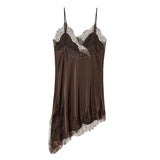 MUJER Lace Slip Mini Dress Women Satin Backless Summer Dress Woman Asymmetric Party Women's Dress Sexy Beach Dresses for Women 3