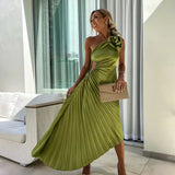 Mandy | Elegant Shoulder Pleated Dress 1
