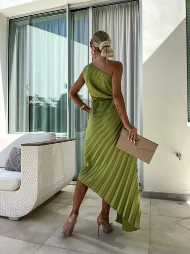 Mandy | Elegant Shoulder Pleated Dress 3