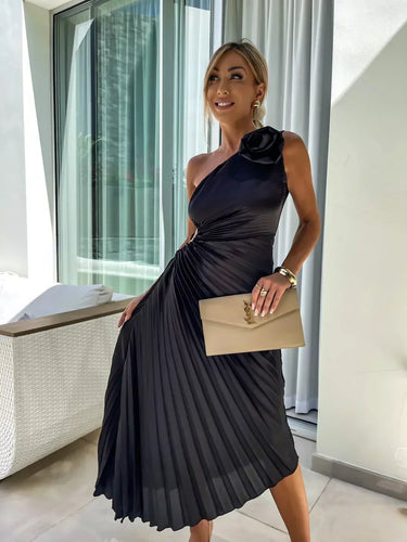 Mandy | Elegant Shoulder Pleated Dress 5