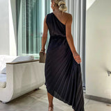 Mandy | Elegant Shoulder Pleated Dress 6