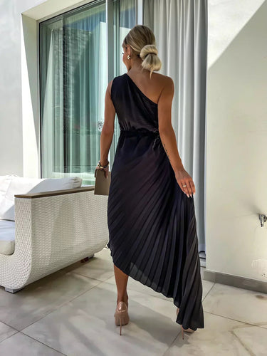 Mandy | Elegant Shoulder Pleated Dress 6