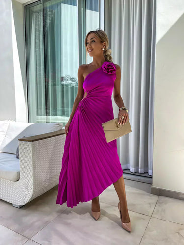 Mandy | Elegant Shoulder Pleated Dress 7