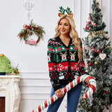 Merry Xmas Holiday Look Women's Knitted Sweater Cartoon Print Full Sleeve Christmas Cardigans Knitwear Warm Soft Jacket Coat Top 5