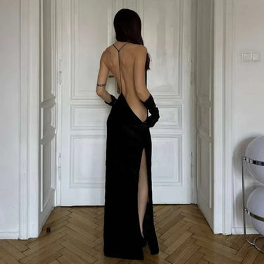 Mesh See Through Sexy Halter Party Club Maxi Split Dress Outfits Women Summer Sleeveless Backless Bodycon Long Dresses Vestido 2