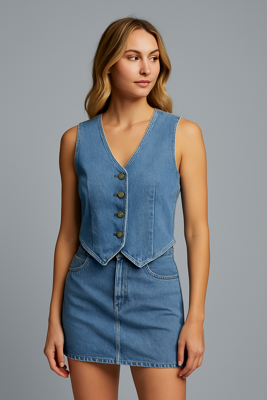 Modelo Denim Waistcoat