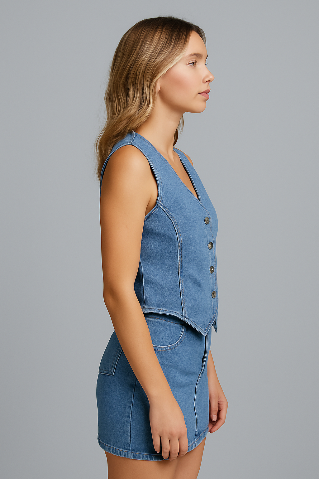 Modelo Denim Waistcoat