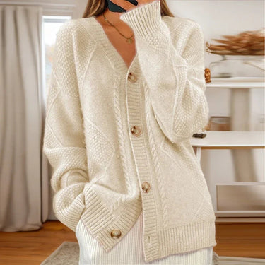 Nancy | Women's Button-Front Cable Knit Cardigan 0