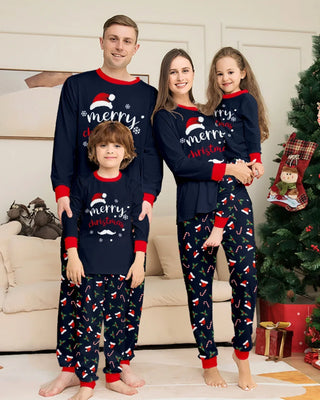 New Merry Christmas Print Mom Daughter Dad Son Matching Pajamas Set 2 Pieces Suit Soft Loose Loungewear Xmas Family Look Pyjamas 0