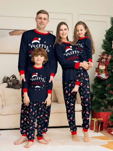 New Merry Christmas Print Mom Daughter Dad Son Matching Pajamas Set 2 Pieces Suit Soft Loose Loungewear Xmas Family Look Pyjamas 0