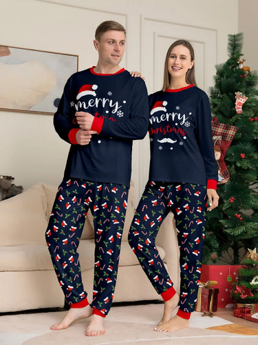 New Merry Christmas Print Mom Daughter Dad Son Matching Pajamas Set 2 Pieces Suit Soft Loose Loungewear Xmas Family Look Pyjamas 1