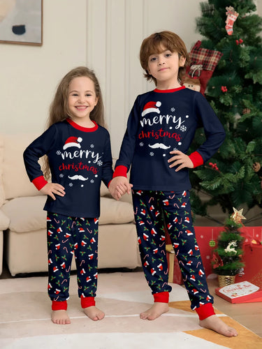 New Merry Christmas Print Mom Daughter Dad Son Matching Pajamas Set 2 Pieces Suit Soft Loose Loungewear Xmas Family Look Pyjamas 2