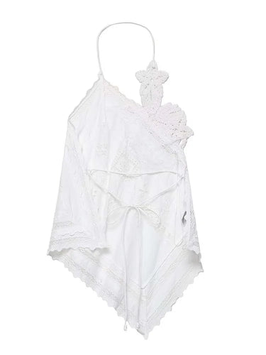 New Women Embroidery Halter Fashion Elegant Crop Tie Top Woman 2025 Sleeveless Backless Short Tops Women Sexy Elegant Party Top 3