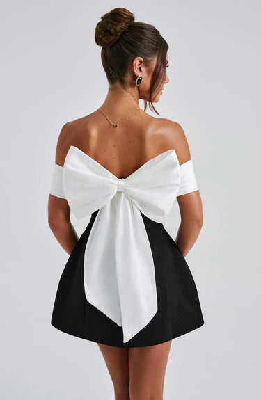 Noir Bloom Mini Dress - Black/White 0