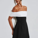 Noir Bloom Mini Dress - Black/White 4