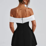 Noir Bloom Mini Dress - Black/White 5