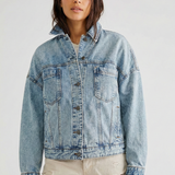 Oversized Denim Jacket with Vintage Wash 1