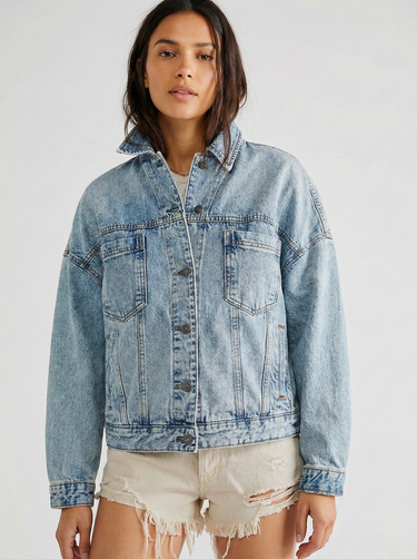 Oversized Denim Jacket with Vintage Wash 1