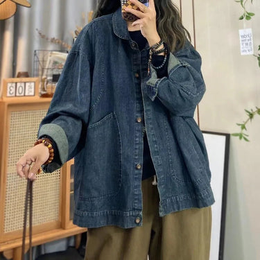Oversized Denim Utility Jacket with Button Front 2